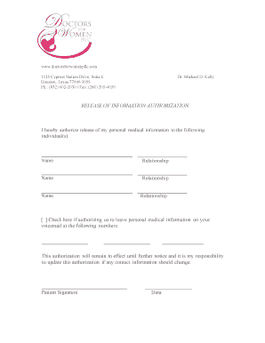 Release of Information Authorization