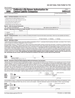 California LLC e-file Return Authorization Form 8453-LLC