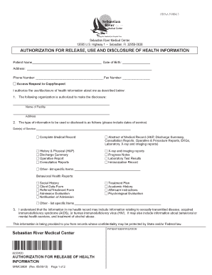 HIPAA Authorization for Release of Health Information