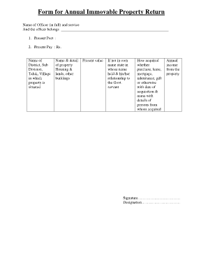 Annual Immovable Property Return Form