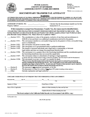 California Documentary Transfer Tax Affidavit