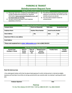 Parking & Transit Reimbursement Request Form