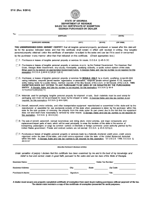 Georgia Sales Tax Certificate of Exemption