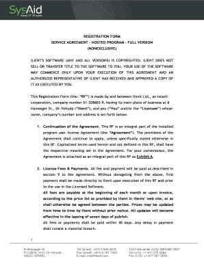 Service Agreement Registration Form