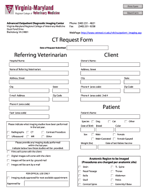Veterinary CT Request Form