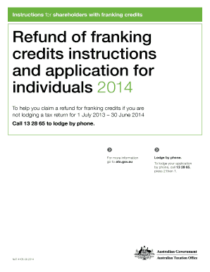 Refund of Franking Credits Application 2014