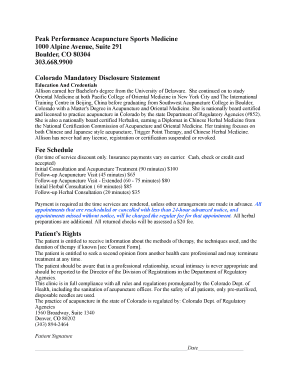 Colorado Acupuncture Patient Consent Form