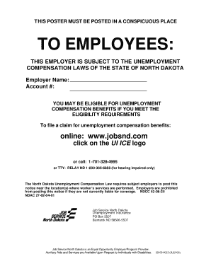 North Dakota Unemployment Compensation Notice