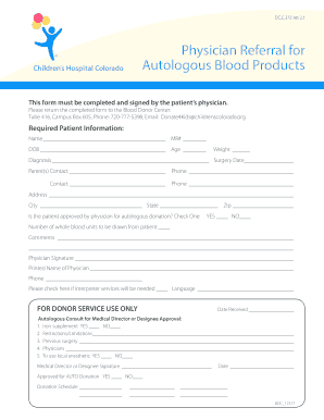 Physician Referral for Autologous Blood Products