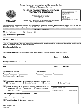Florida Solicitation of Contributions Registration Application