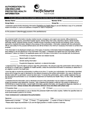 Authorization to Use/Disclose Protected Health Information