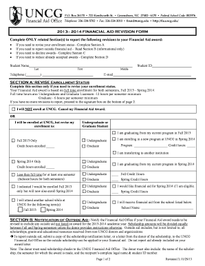2013-2014 Financial Aid Revision Form