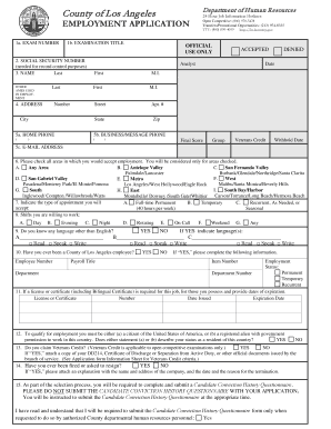 County of Los Angeles Employment Application