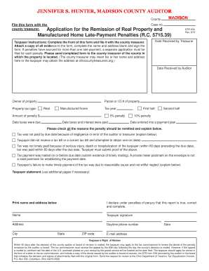 Ohio Real Property and Manufactured Home Late-Payment Penalty Remission Form
