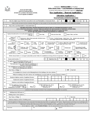 New York 30-Day Advance Notice for Liquor License