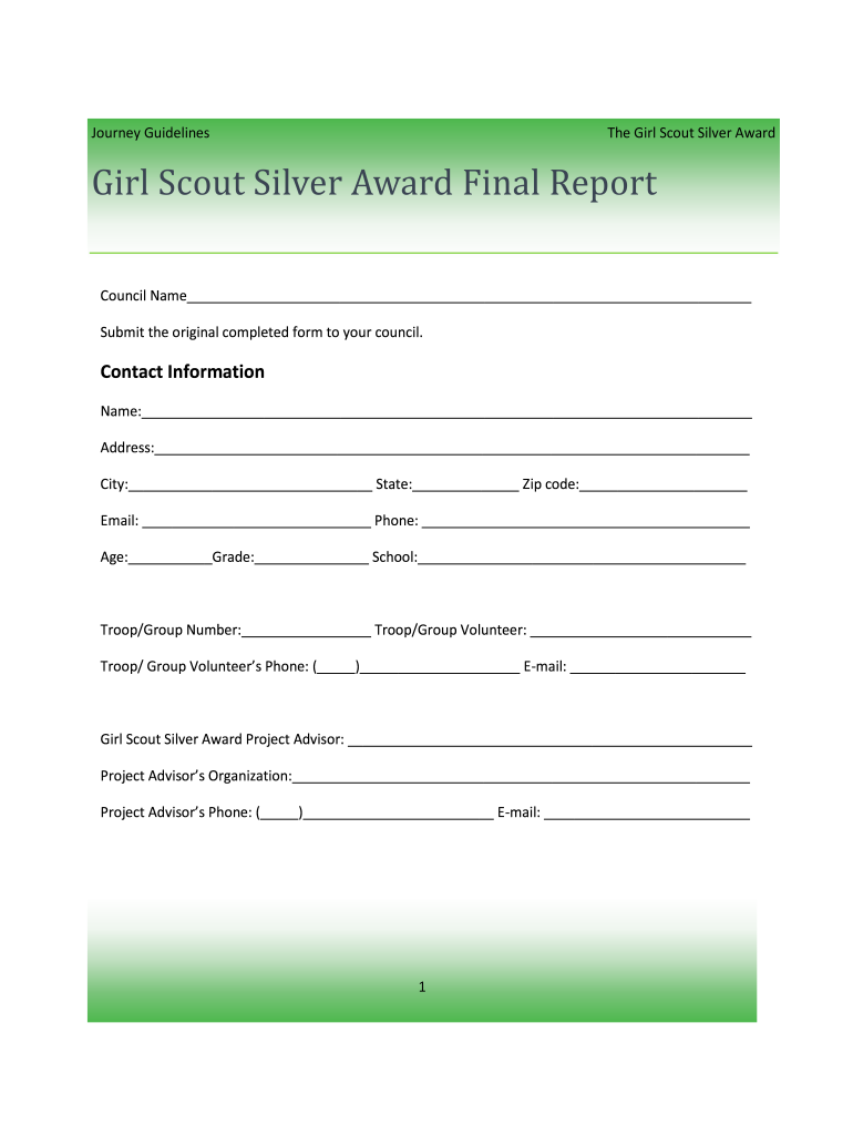 girl scout overseas silver award final reportr Preview on Page 1