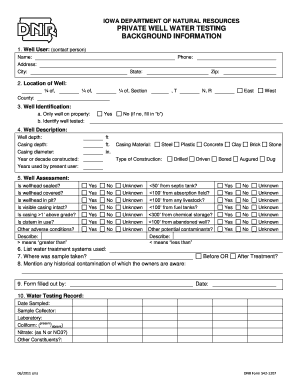 Iowa Private Well Water Testing Form