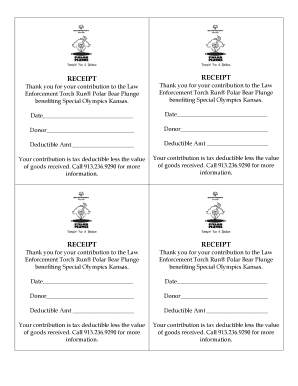 Special Olympics Kansas Donation Receipt