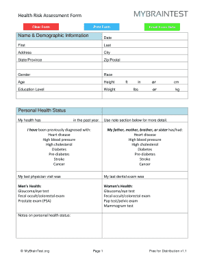 Health Risk Assessment Form