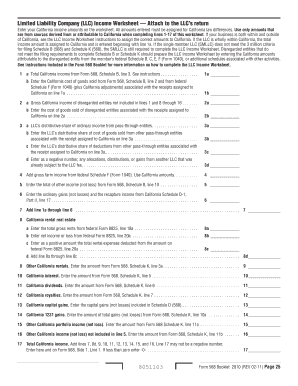 California LLC Income Worksheet