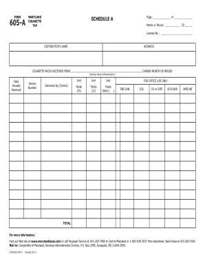 Maryland Cigarette Tax Schedule A Form