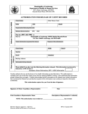 Authorization for Release of Client Records