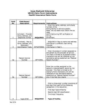 Iowa Medicaid UB-04 Claim Form Instructions