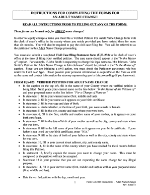 Adult Name Change Petition