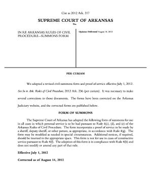 Arkansas Civil Summons Form