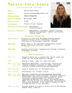 Fashion Design Resume Template