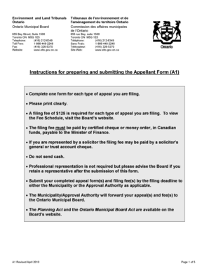 Ontario Appellant Form A1