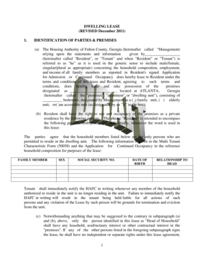 Dwelling Lease Agreement