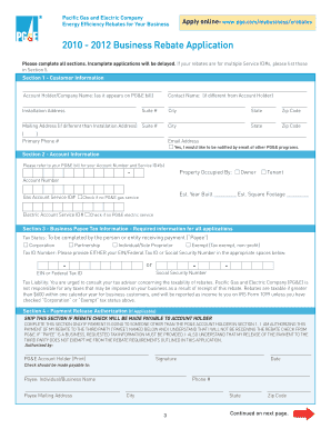 PG&E Business Energy Efficiency Rebate Application