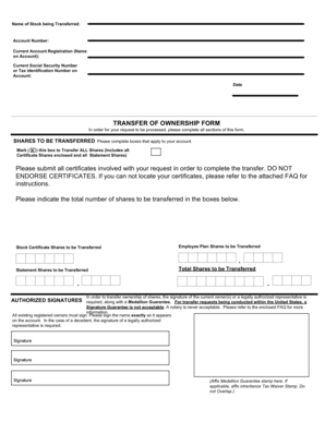 Stock Transfer Ownership Form