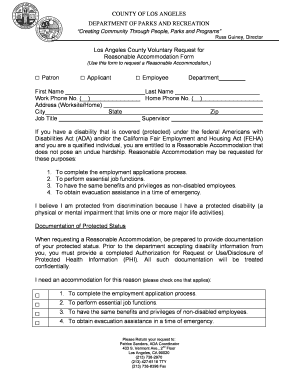 Los Angeles County Reasonable Accommodation Form