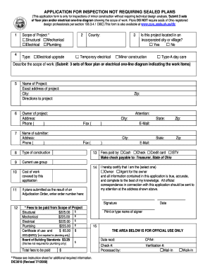 Ohio Inspection Application for Minor Construction