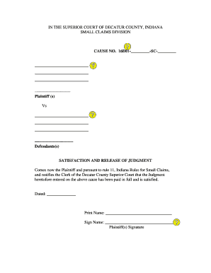 Satisfaction and Release of Judgment