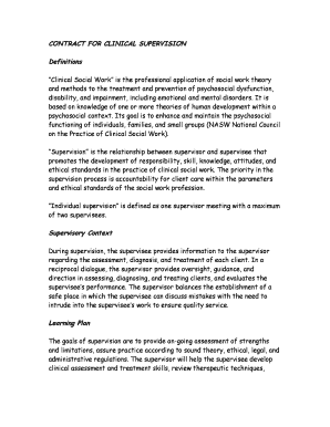 Clinical Supervision Contract