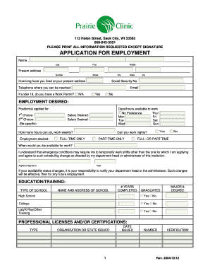 Employment Application Form