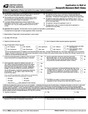 USPS Nonprofit Standard Mail Application