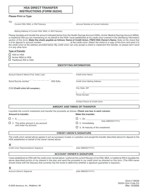 HSA Direct Transfer Instructions Form 2625H