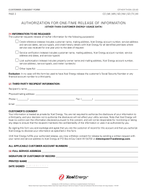 Xcel Energy Customer Consent Form