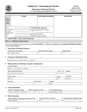 Form I-129 Nonimmigrant Worker Petition
