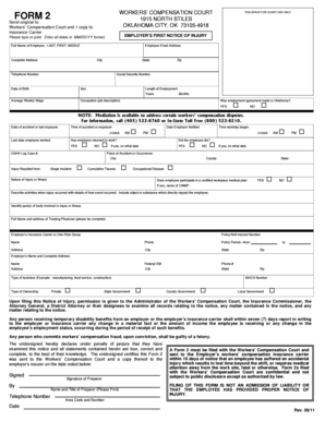 Oklahoma Employer’s First Notice of Injury