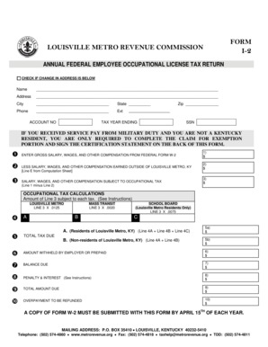 Louisville Metro Federal Employee Occupational Tax Return