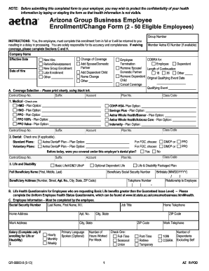 Arizona Group Business Employee Enrollment Form