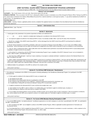 Army National Guard Simultaneous Membership Program Agreement