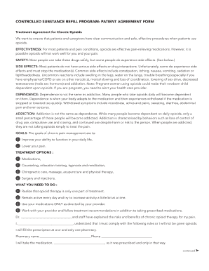 Controlled Substance Refill Program Patient Agreement Form