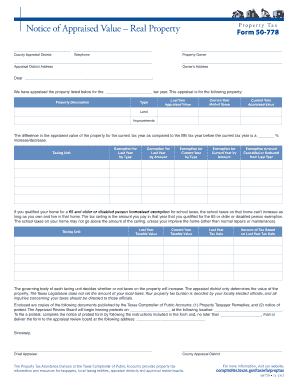 Notice of Appraised Value – Real Property Tax