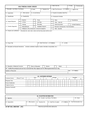 Multimedia Work Order Form